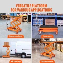 VEVOR Hydraulic Lift Table Cart 770 lbs Manual Double Scissor Lift Table 59″