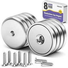 8Pack round Base Cup Magnet 100LBS Strong Rare Earth Magnet Heavy Duty