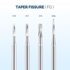 5pcs Dental Carbide Burs Taper Fissure FG #170