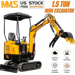 FREE SHIPPING 13.5HP Mini Excavator 1.5 Ton EPA Engine Hydraulic Thumb Digger