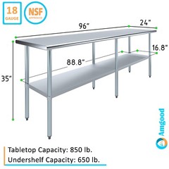 24 in. x 96 in. Stainless Steel Table