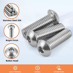 Button Head Screws Allen Socket Bolts M3 M4 A2 Stainless Steel DIN 7380 3mm 4mm