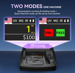 Comprobador de billetes con pantalla digital 3″ para USD EUR CAD MXN
