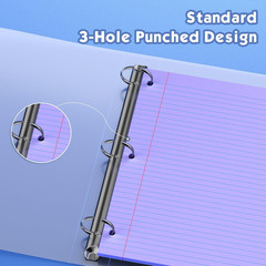 100 Sheets Colored 8X10.5 Inch Loose Leaf Paper, 5 Colored College Ruled 3 Hole