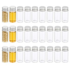 100Pcs 10ml Clear Glass Vials Small Liquid Sample Vial with Screw Caps, Silver