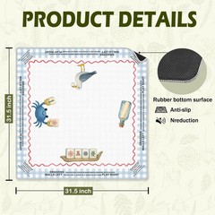 Coastal Beach Mahjong Mat 31.5 x 31.5 in, Blue and White Plaid Mahjong Mat fo…