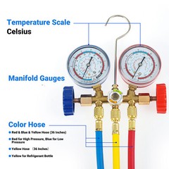 Air Conditioner Manifold Gauge Set AC A/C Charging Hose Air HVAC Kit For Car USA