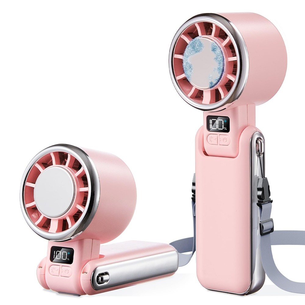 Portable Handheld Fan With Ice Cooling – 5 Gear High Speed Personal Turbo Fan