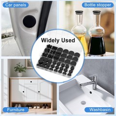 125 Pack Black Rubber Hole Plugs Assorted Sizes for Furniture and Car Panels