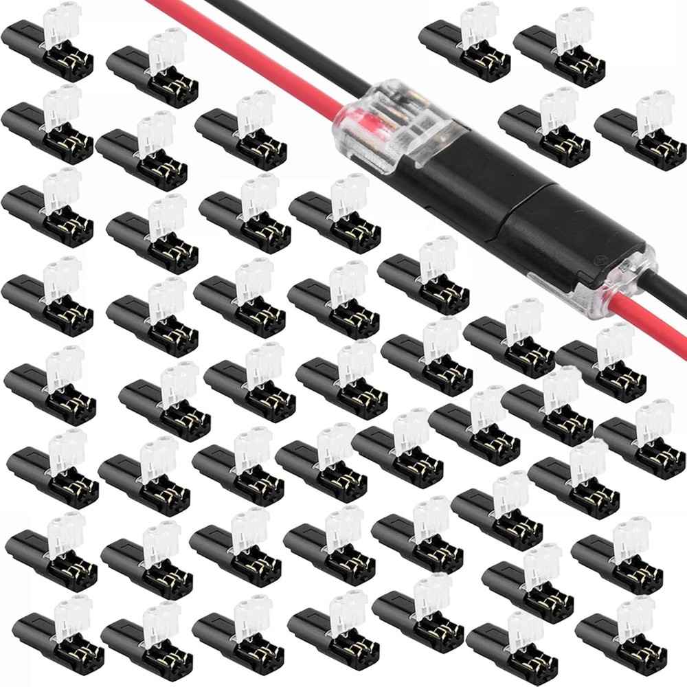 50 PCS Double-Wire Plug-in Cable Snap Connector Terminal Block w/ Locking Buckle