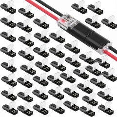 50 PCS Double-Wire Plug-in Cable Snap Connector Terminal Block w/ Locking Buckle