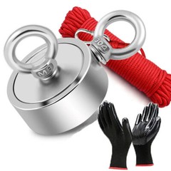 Up to 2000 Lbs Fishing Magnet Kit Pull Force Strong Neodymium + Carabiner + Rope