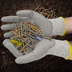 Cut Resistant Work Gloves Grey PU Palm Coated Cut A3 – 1 Pairs JORESTECH