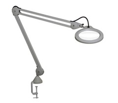 LFG028217 Luxo LFM LED Magnifier, 30″ Arm, 5-D Lens & Edge Clamp, Light Grey