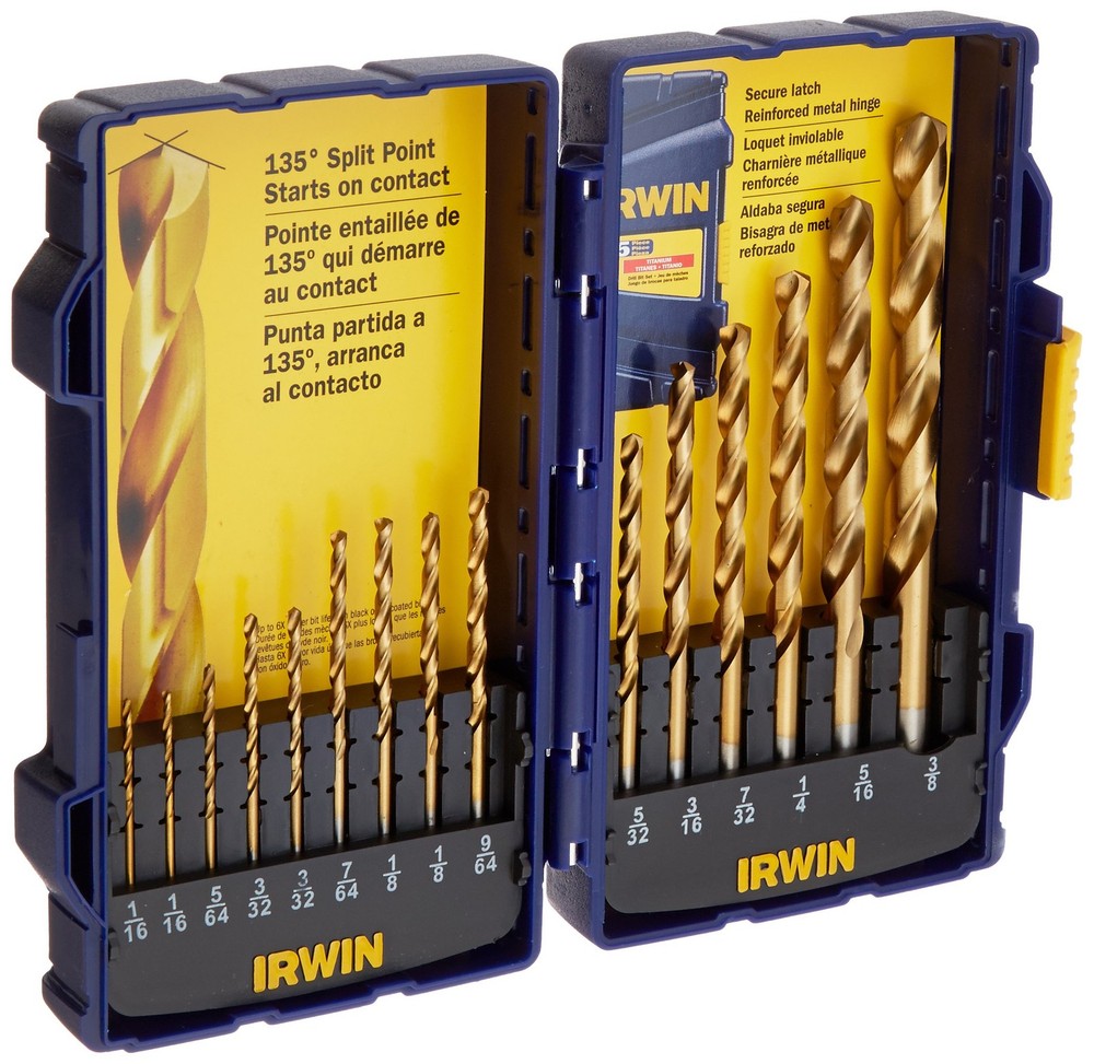 Irwin Tools 4935607 Titanium Nitride Coated High-Speed Steel Drill Bit Set Pro