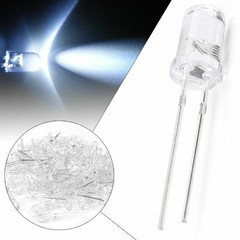 100x White LED 5mm Round Top Transparent Clear Tip PCB Board Solder F5 Bulbs