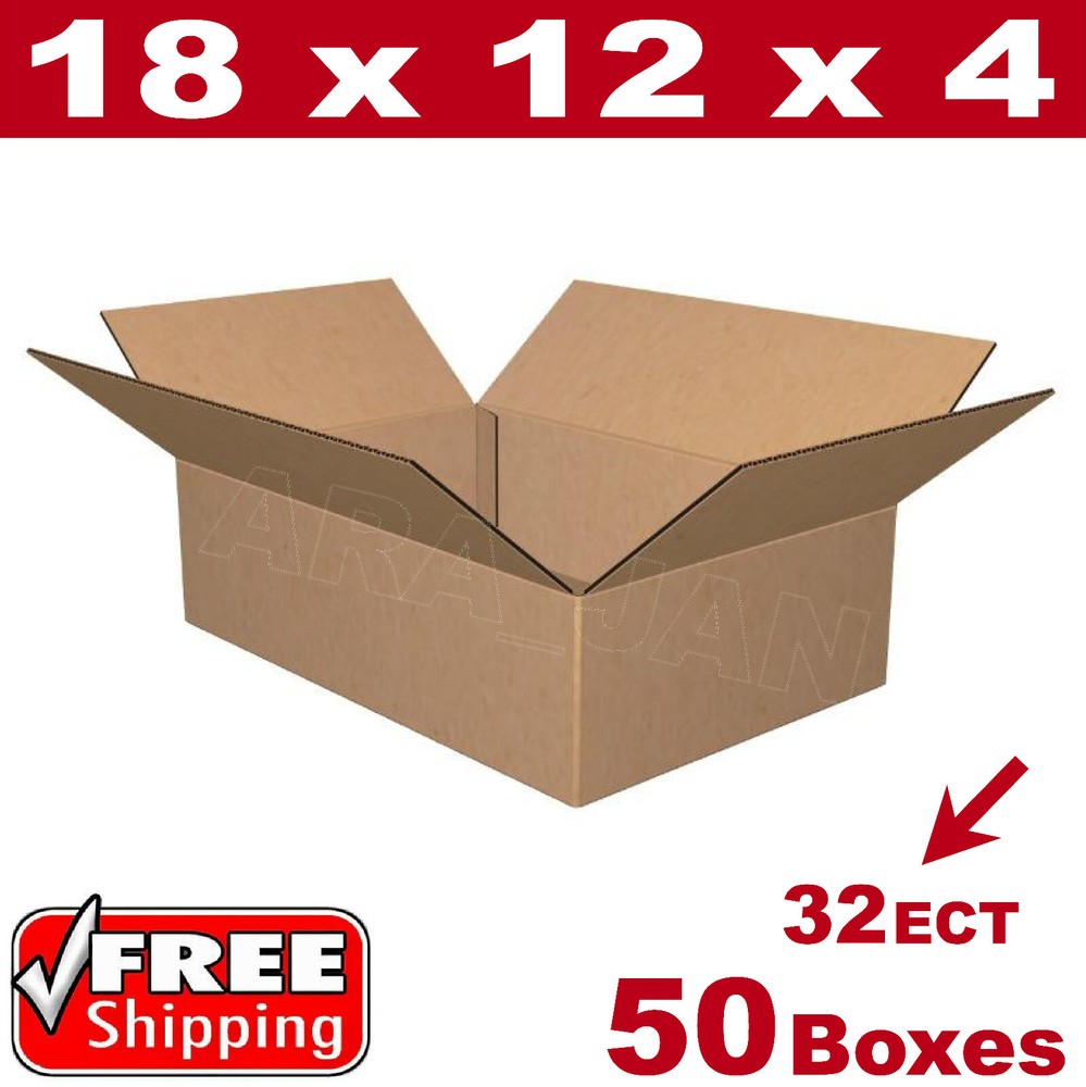 50 – 18x12x4 Cardboard Boxes Mailing Packing Shipping Box Corrugated Carton