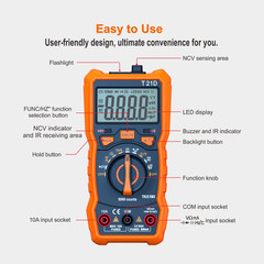 Auto-Ranging Digital Multimeter, TRMS 6000 Counts AC DC Voltmeter Ohm Volt Amp