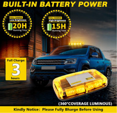 Rechargeable Amber Emergency Roof Top Strobe Light Wireless Hazard Traffic Light