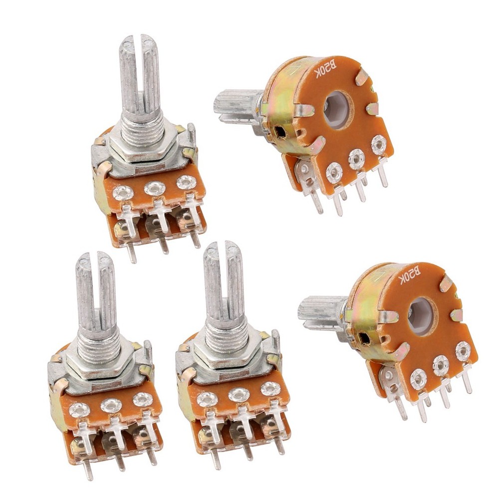5Pack B50K 50K ohm 6 Pins Split Shaft Rotary Linear Dual Taper Potentiometers