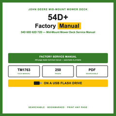 John Deere 54D 60D 62D 72D Mid-Mount Mower Deck Service Repair Manual TM1763 USB