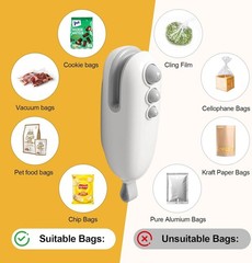 Mini Bag Sealer with Cutter and Magnet,Vacuum Sealer Bags for Food,Bag Resealer,