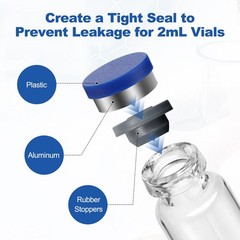 100 Pcs 2ml Clear Glass Vials, Borosilicate, Autoclavable with Aluminum Flip Cap