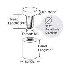 Sign Standoff 1/2″ Diameter x 1″ Barrel Length Polished Stainless Finish Eco