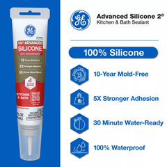 GE Advanced Silicone Caulk for Kitchen & Bathroom – 100% Waterproof Silicone Sea