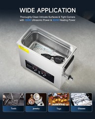 6L Ultrasonic Cleaner with 300W Heater 30min Timer for Glasses Brushes Toys