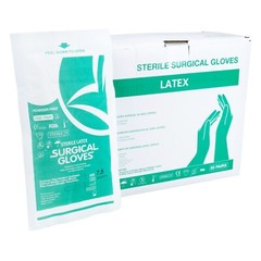 Sterile Latex Surgical Gloves, Size 7.5, Powder-Free, 50 Pairs/Box