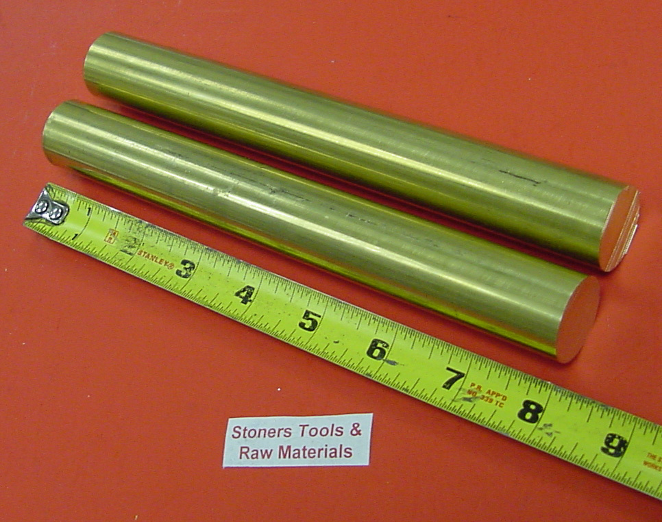 2 Pieces 1″ C360 BRASS SOLID ROUND ROD 8″ long Lathe Bar Stock H02 1/2 Hard