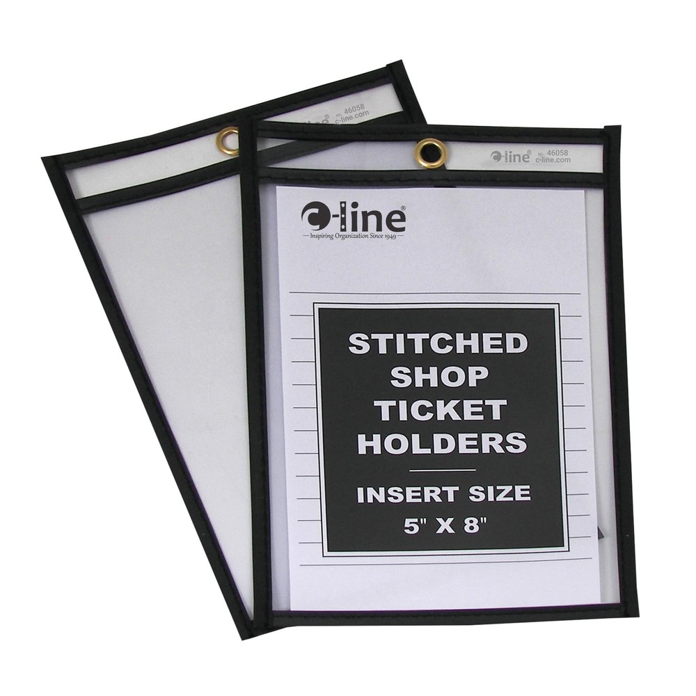 25 Count Clear Vinyl Shop Ticket Holders 5X8 Stitched Document Sleeves