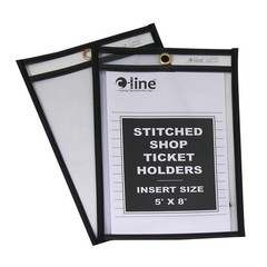 25 Count Clear Vinyl Shop Ticket Holders 5X8 Stitched Document Sleeves