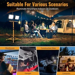 20000 Lumen 200W LED Work Light with Stand 2 Head Tripod