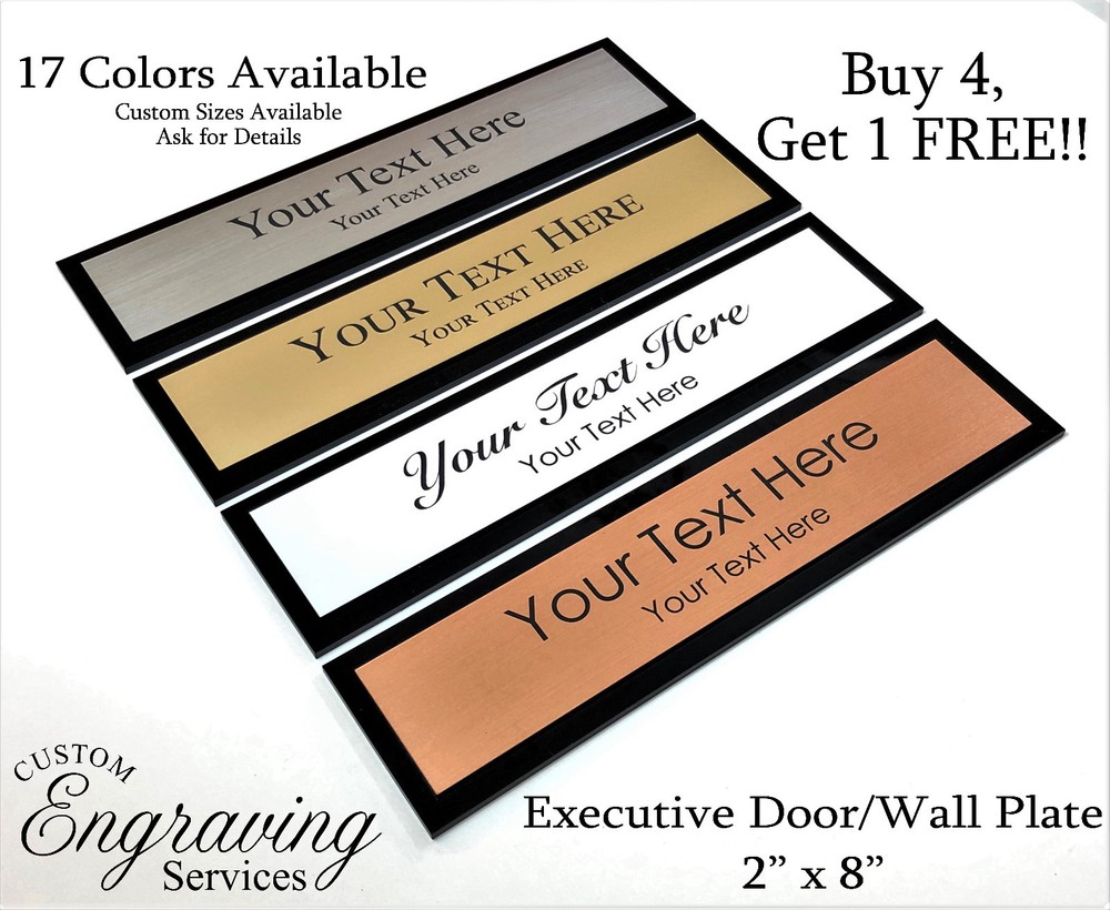 OFFICE DOOR WALL NAME PLATE SIGN EXECUTIVE ENGRAVED ACRYLIC BACK 2″ X 8″ U.S.A.