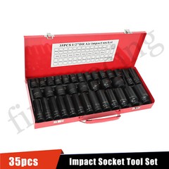 35pcs 1/2 Inch Drive Deep Impact Socket Tool Set Metric Garage Workshop Tools