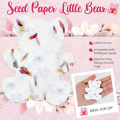 Handmade Plantable Wildflower Seed Paper Tags – 50 Pcs Wedding Favors (Bear)