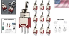 10Pcs AC 250V/1.5A 120V/3A ON/ON 2 Position 3 Pin SPDT Mini Micro Toggle Switch