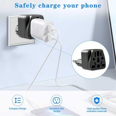 2 Pack EU to US Plug Adapter, UK to US Plug Adapter, UK,AU,CN,JP,Asia,Italy,B…