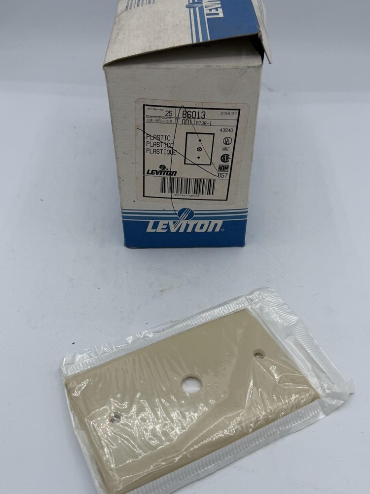 Leviton 86013 Single Gang Wall Faceplate White Beige Plastic 25pk Wall