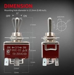 12V 30A DPDT Reverse Polarity Momentary Toggle Switch Waterproof 4 Pin ON-OFF-ON