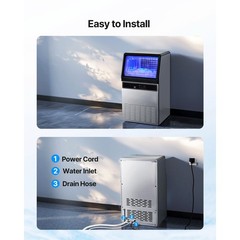 Uimoso 130Lbs Commercial Ice Maker Bar Restaurant Ice Cube Machine 33Lb Storage