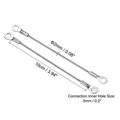 4Pcs Stainless Steel Lanyard Cable 2mmx10cm Eyelets Ended Security Wire Rope
