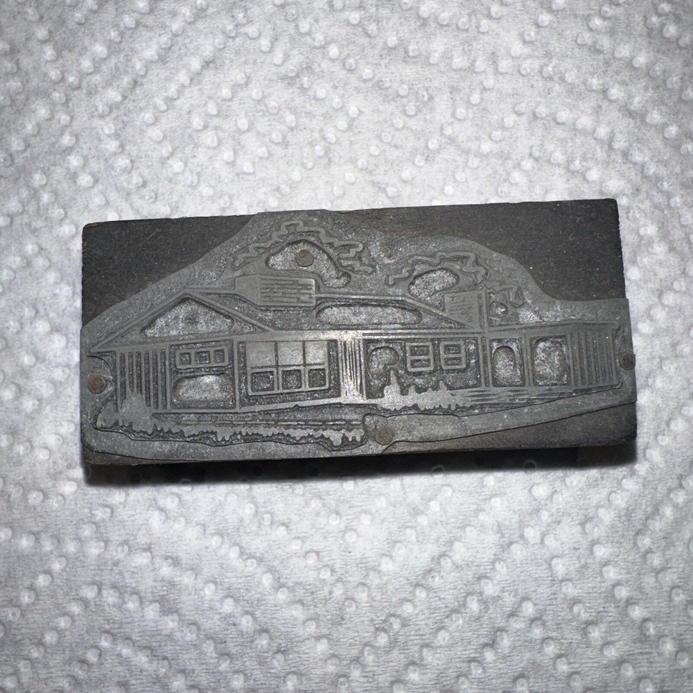 Printing Block ( House And Landscape ) Clouds Etc.