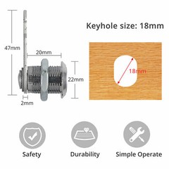 20mm Cylinder Cam Key Locks Tool Box File Cabinet Desk Drawer 4Pcs/Set w/ 8 Keys