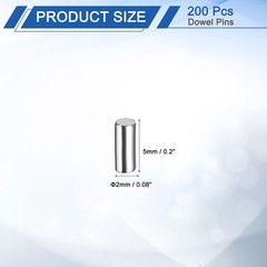 200Pcs 2 x 5 mm Dowel Pins 304 Stainless Steel Shelf Support Peg Pin Silver