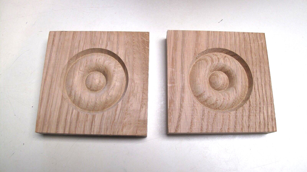 Twelve (12) New Solid Oak Corner Rosettes 11 Pieces 4″ x 4″ x 8/10″