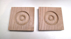 Twelve (12) New Solid Oak Corner Rosettes 11 Pieces 4″ x 4″ x 8/10″