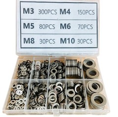660PCS 304 Stainless Steel Washers Flat Washer Assortment Set Value Kit w/ Case